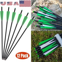 12PCS Archery 20″ Carbon Crossbow Bolts OD8.8mm 125Grain Removable Tips Hunting