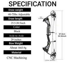 Compound Bow Arrow 40-75lbs CNC Archery 350FPS Shooting Hunting L/RH Pulley Bow
