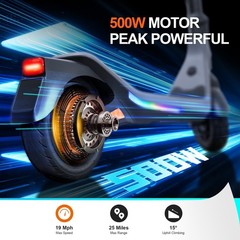 CUNFON Electric Scooter RS300 500W Peak Motor 19Mph 25Miles 360Wh Battery