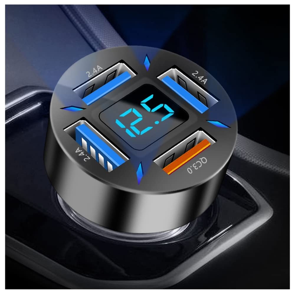 66W Fast USB Car Charger Fast Charge with Voltmeter LED Light Display Car Cha…