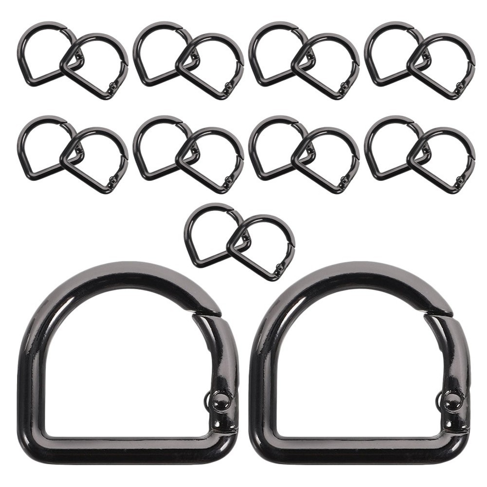 20 Pcs Metal D Spring Snap Clip For Handbag Strap Zinc Alloy Buckle