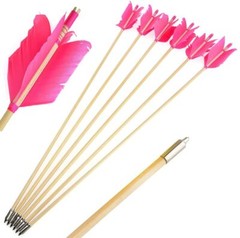 32″ Archery Flu-Flu Arrow 8.5mm Traditional Wooden 4 Turkey Feather Longbow Hunt