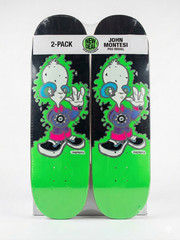 (2-Pack) New Deal John Montesi Alien Neon R7 Skateboard Deck Old School Shape