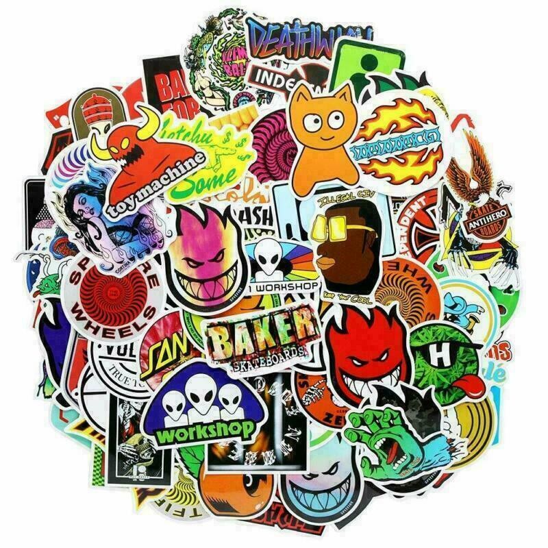 100 Pack Sticker Bomb Decals Pack Vinyl Roll Car Skate Skateboard Laptop Luggage