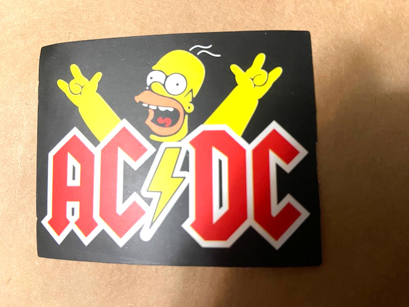 Homer Simpson-AC/DC-Parody-Mini Sticker-Die-Cut-2.25 x 1.75-Indoor Sticker-New