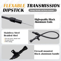 700R4 4L60E 4L80E Trans Flexable Stainless Braided Hose Dipstick