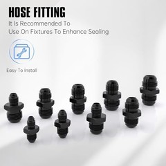 AN4 Male Thread to AN3 Flare Straight Fitting, Aluminum Alloy Black, AN4 to AN3