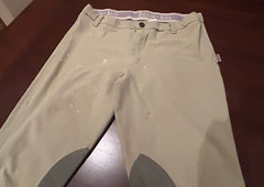 Women’s Devon Aire Beige Knee Patch Pull On Breeches Pants Size 28 M