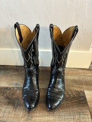 Vintage Tony Lama Genuine Lizard Skin Western Mens Boots Size 8.5 Regular