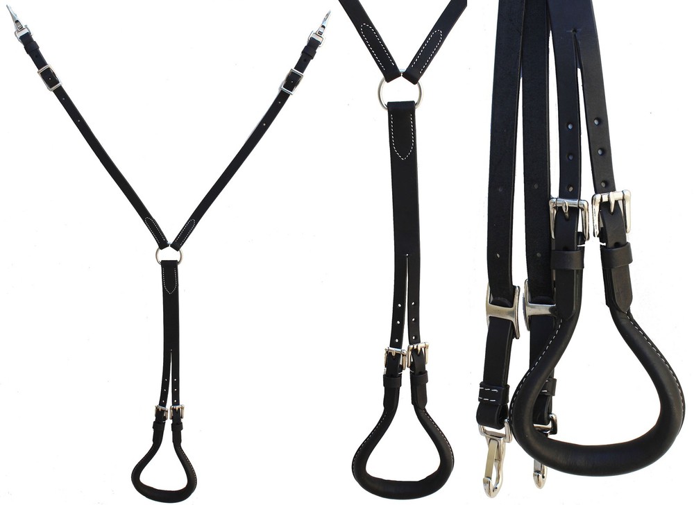 Horse Challenger Western Working Tack Black Leather Double Strap Crupper