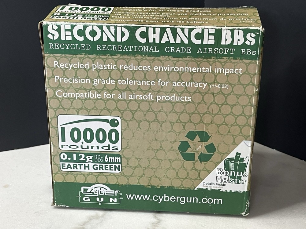 Soft Air CyberGun 10,000 Second Chance Recycled 0.12g 6mm Earth Green BBS Rounds