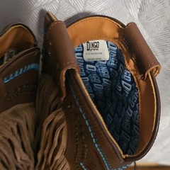 Dingo Women’s Brown Fringe Western Boots w/ Blue Stitching, US 8.5M