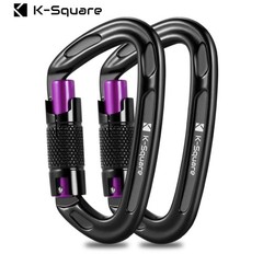2 AutoLocking 24kN Carabiner Clips Heavy Duty Aluminum DRing Twist Lock Climbing