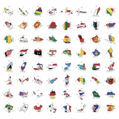 Small Country Flag Stickers Luggage Water Bottle World Flags Party Supplies
