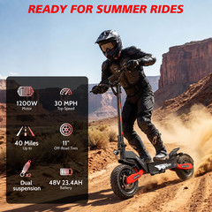 EOEOTWO GT06 Electric Scooter for Adult Foldable Off-road 1200W 30MPH E-Scooter