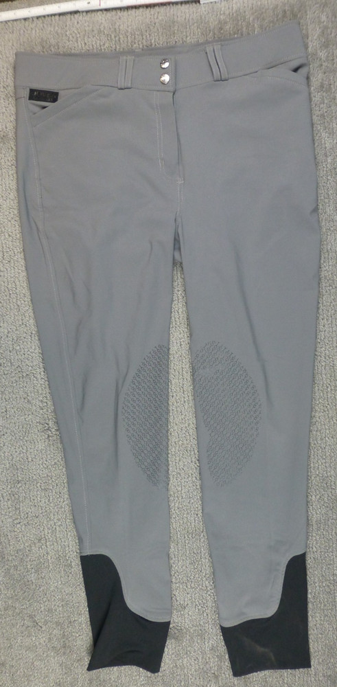 Dover Saddlery Pants Grey Breeches Full Seat Tapered Equestrian Riding Sz 32