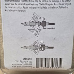 Allen Haymaker 125 Grain Broadheads – 3 Pack – 1 3/16″ Cut Stainless Steel Tip