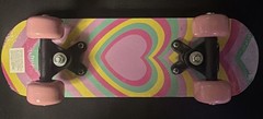REBEL Mini Skateboard 17in Wood Kids Complete Pink Wheels Heart Graphic