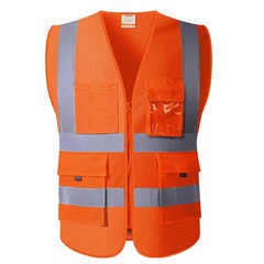 Black Reflective Safety Vest with Pockets High Visibility Sliver Strip for Men a