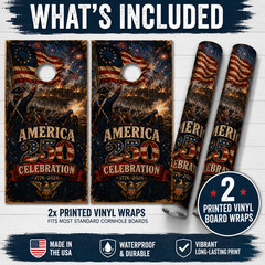 America 250 Cornhole Board Wraps 1776 2026 Patriotic Flag Decal Set
