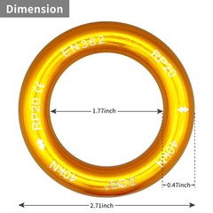 SOB Aluminum Alloy Rappel Ring Equipment Climbing SOB-RR-5.1-7.5, Gold + Red
