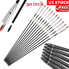 30″/32″ Turkey Feathers Carbon Arrows Spine500 for Compound Recurve Bow Hunting