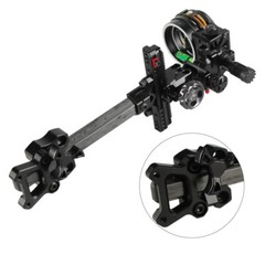 Compound Bow Sight 5Pin 0.019″ Archery 4X 6X 8X Lens Carbon Rod Adjustable RH LH