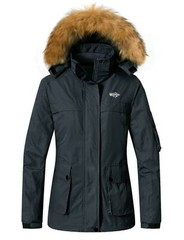 Wantdo Women’s Ski Jacket Winter Fleeced Snow Coat Waterproof Fur Hooded Jackets