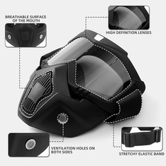 Mask with Detachable Goggles for Riding, Cutting, Mowing& Weedeating Grass, Anti