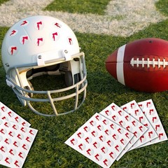 Jecery 200 Pcs 8 Sheets Football Helmet Stickers Hatchet Decals Red on Clear