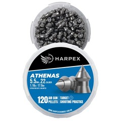 HARPEX Athenas 120 Count HIGH IMPACT POINTED 5.5mm .22 Caliber Airgun Pellets