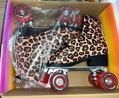 Impala Leopard Animal Print Red Quad Rollerskates, Size 9. BRAND NEW IN BOX