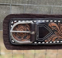 32” Size Tooled Leather Felt Bottom Western Girth Cinch