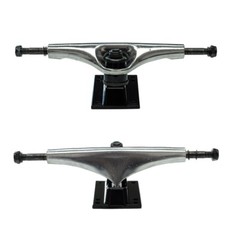 Yocaher 125mm / 5″ Skateboard Trucks – Chrome / Black (Pair of 2 )