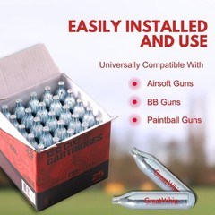 12G CO2 CARTRIDGE AIRSOFT BB GUN PAINTBALL NON-THREADED 25 PACK