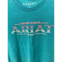 Ariat Womens Graphic T-Shirt Turquoise Teal Green Heather Western Logo Tee Sz M