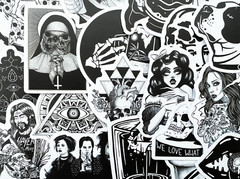100 Cool Black and White Goth Laptop Stickers Dark Skull Tattoo Decals