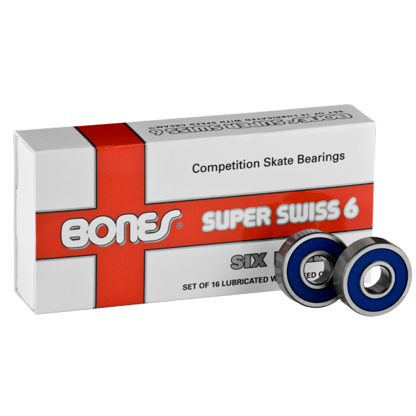 Bones Super Swiss 6 Ball Bearings for Roller Skates (Set of 16)