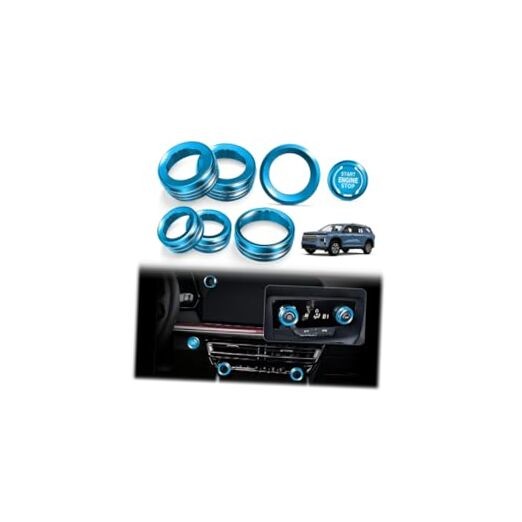 7PCS Aluminum Alloy Knob Cover Trim Set (Blue) – Interior Upgrade BLUE