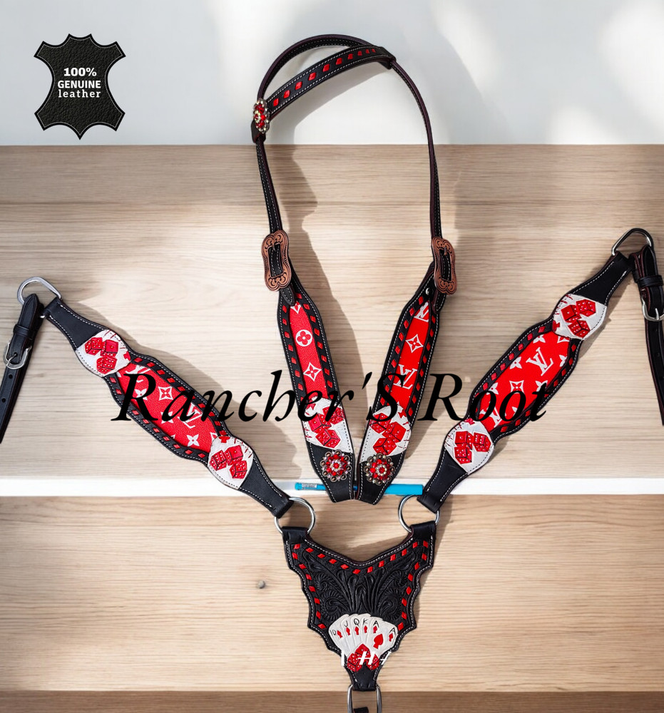 Western Tack Set Horse | Red Color With Card Tooling Tack Set