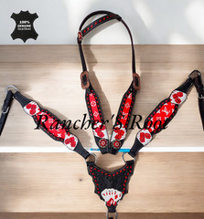 Western Tack Set Horse | Red Color With Card Tooling Tack Set