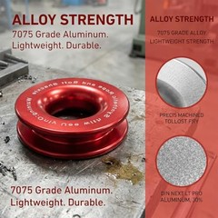Car Winch Snatch Recovery Ring, Aluminum Alloy Vehicle Snatch Block Pulley Red
