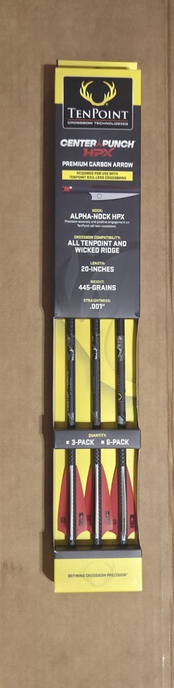 TenPoint CenterPunch Alpha Nock HPX Premium Carbon Crossbow Arrows (3 Pk)