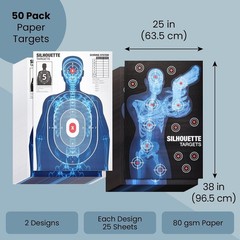Paper Targets for Shooting Range – 25 x 38 in, 50 Pack, 2 Human 25 x 38″