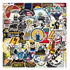 50pcs Funny Electrician Tech Worker Themed Waterproof Sticker Pack