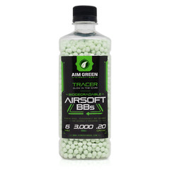 Aim Green Tracer BBs Glow in The Dark Biodegradable Airsoft BBS 6mm, .20g, 3000