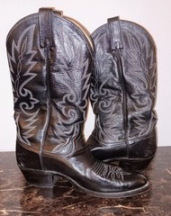 Dan Post Leather Boots Sz 10D Black Stitched Cowboys Western Rodeo ✨