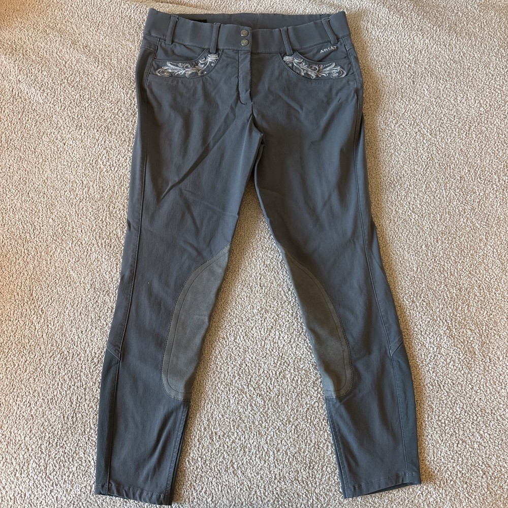 Ariat Pro Series Olympia Equestrian Breeches Womens 30×25 Grey Knee Patch