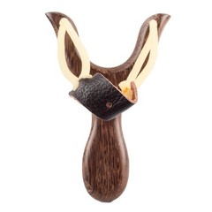 BASUNE Solid Wooden Slingshot with Classic Construction Hunting Deep Brown