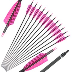 32» Archery Carbon Arrows SP400 with 4″ Turkey Feathers OD7.5mm Hunting Arrows
